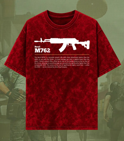 BGMI Beryl M762 – Heavy Spray Acid Wash Oversized T-Shirt | 240 GSM Heavyweight Tee - BGMI/PUBG