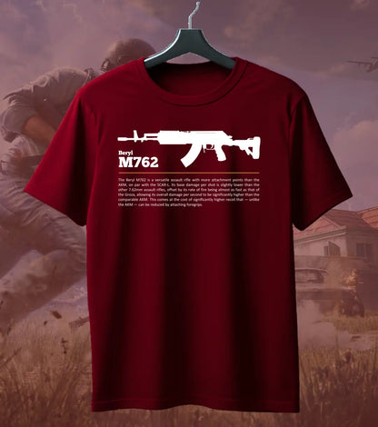 BGMI Beryl M762 T-Shirt | PUBG Spray King Tee - Maroon / S - BGMI/PUBG