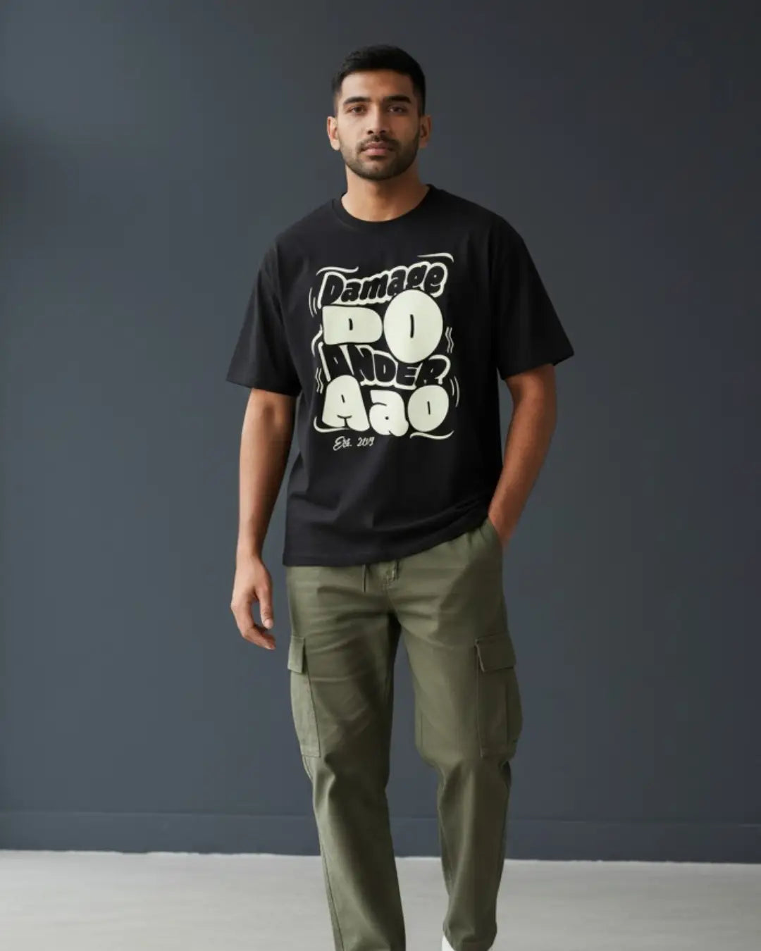 BGMI Damage Do Under Aao Oversized T-Shirt – OG Energy Drop | 240 GSM Heavyweight Gamer Tee - Black / XS / 180GSM