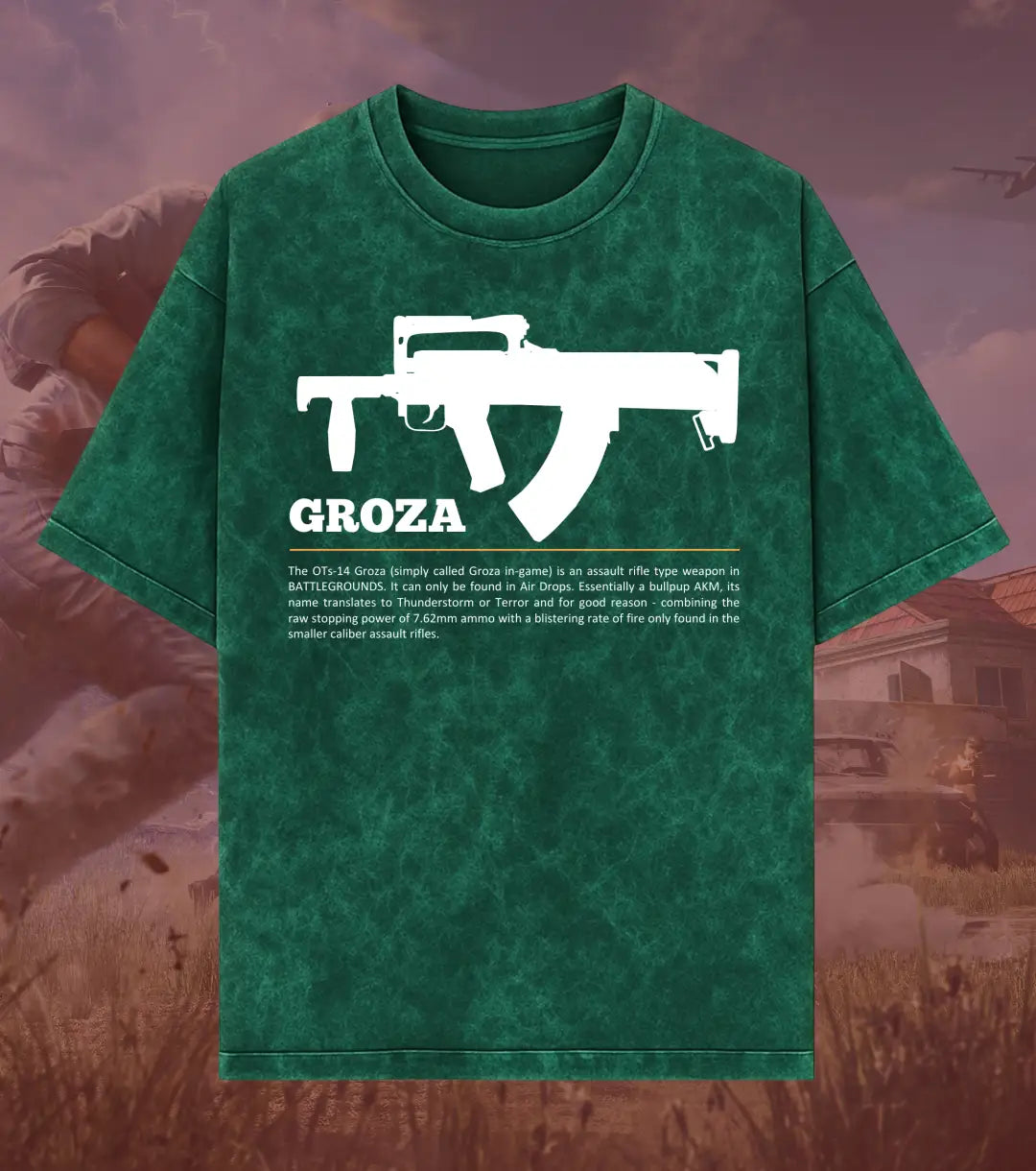 BGMI Groza – Airdrop Beast Acid Wash Oversized T-Shirt | 240 GSM Heavyweight Tee - BGMI/PUBG
