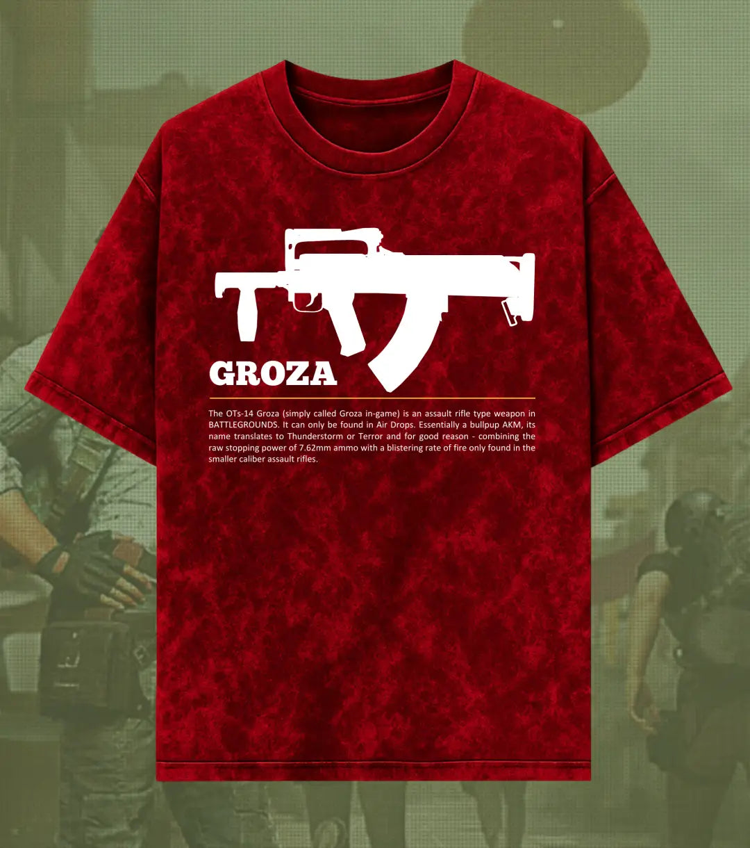 BGMI Groza – Airdrop Beast Acid Wash Oversized T-Shirt | 240 GSM Heavyweight Tee - BGMI/PUBG