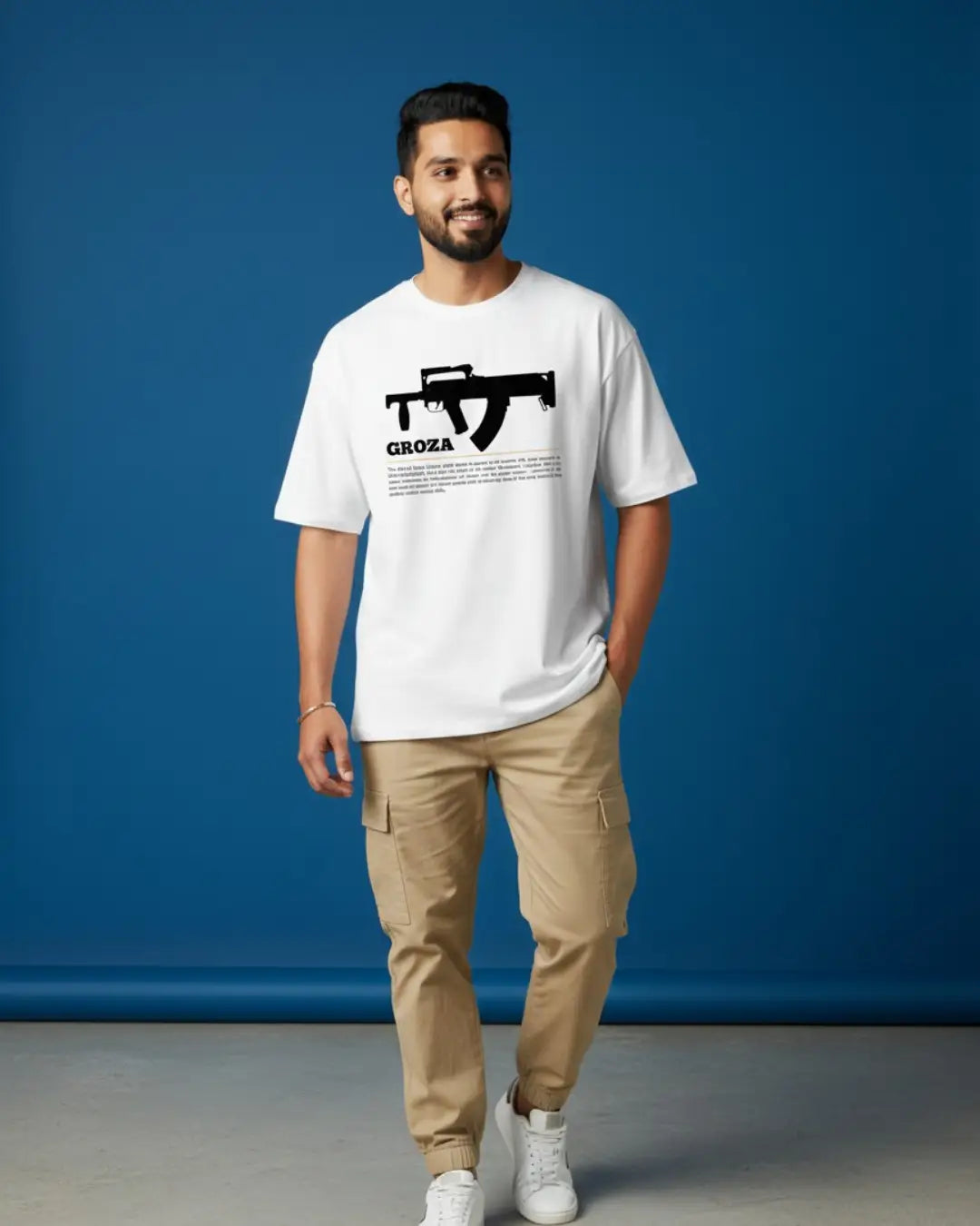 BGMI Groza Oversized T-Shirt – Airdrop Beast Edition | 240 GSM Heavyweight Gamer Tee - White / XS / 180GSM - Valorant