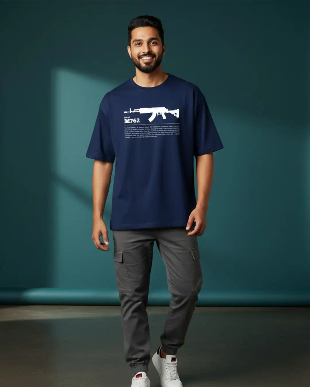 BGMI Groza Oversized T-Shirt – Airdrop Beast Edition | 240 GSM Heavyweight Gamer Tee - Navy / XS / 180GSM - Valorant