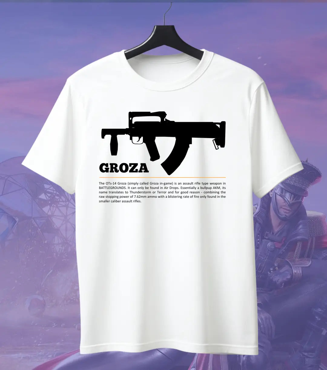 BGMI Groza T-Shirt | PUBG Drop Weapon Graphic Tee - BGMI/PUBG