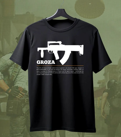BGMI Groza T-Shirt | PUBG Drop Weapon Graphic Tee - BGMI/PUBG