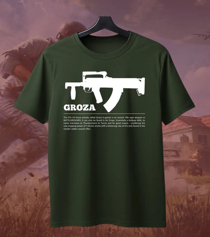 BGMI Groza T-Shirt | PUBG Drop Weapon Graphic Tee - BGMI/PUBG