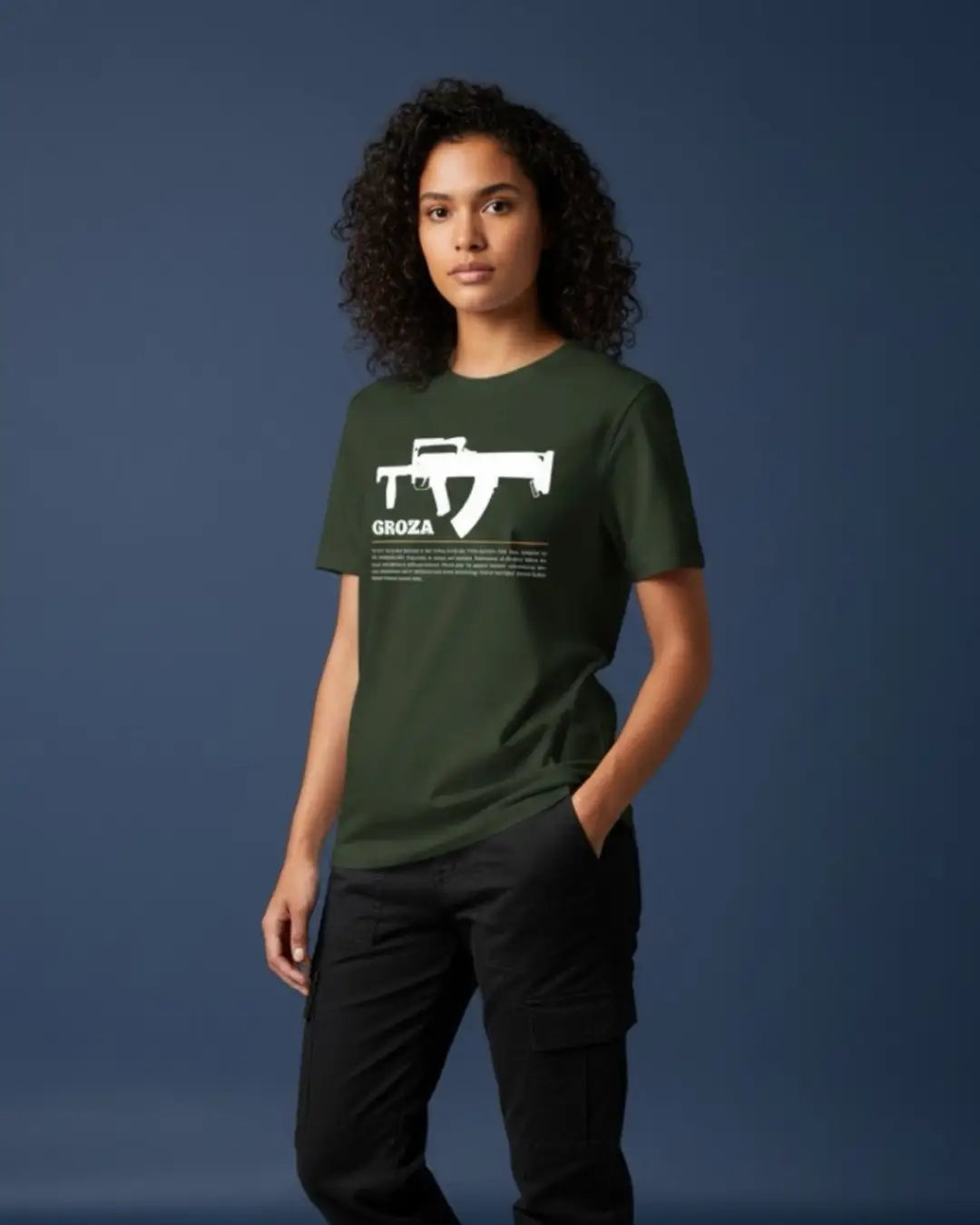 BGMI Groza T-Shirt | PUBG Drop Weapon Graphic Tee - Bottle Green / S - BGMI/PUBG