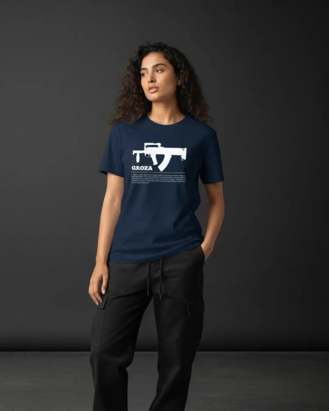 BGMI Groza T-Shirt | PUBG Drop Weapon Graphic Tee - Navy / S - BGMI/PUBG