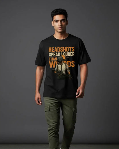 BGMI Headshot T-Shirt | PUBG Battle Royale Gamer Tee - S / Black - BGMI/PUBG