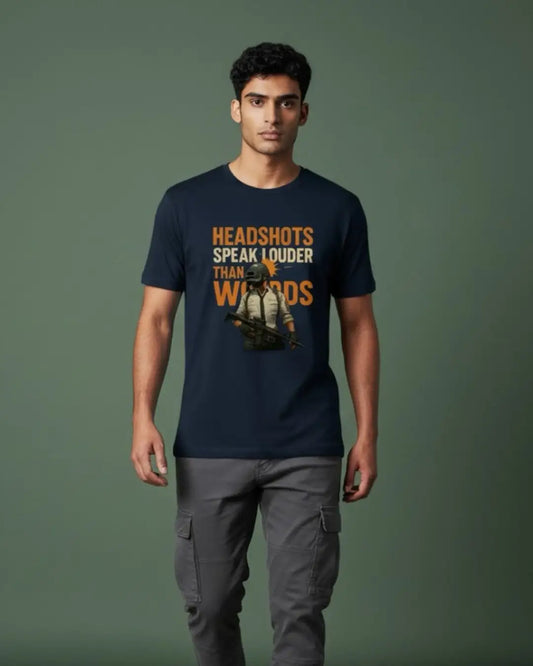 BGMI Headshot T-Shirt | PUBG Battle Royale Gamer Tee - S / Navy - BGMI/PUBG