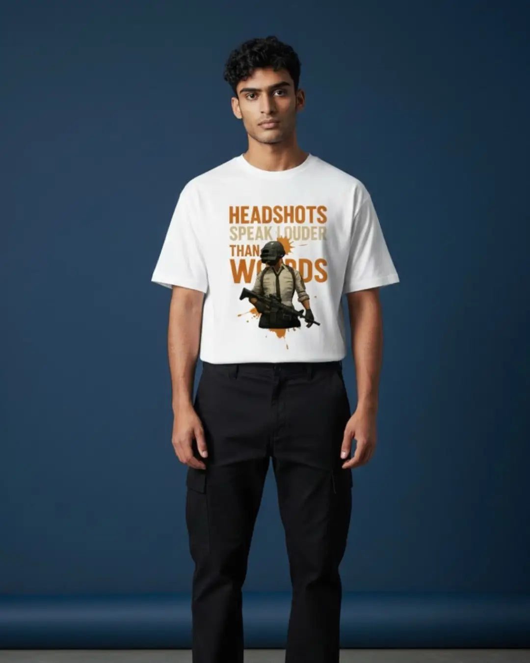 BGMI Headshot T-Shirt | PUBG Battle Royale Gamer Tee - S / White - BGMI/PUBG