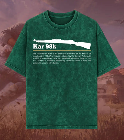 BGMI Kar98k – Marksman Legend Acid Wash Oversized T-Shirt | 240 GSM Heavyweight Tee - BGMI/PUBG