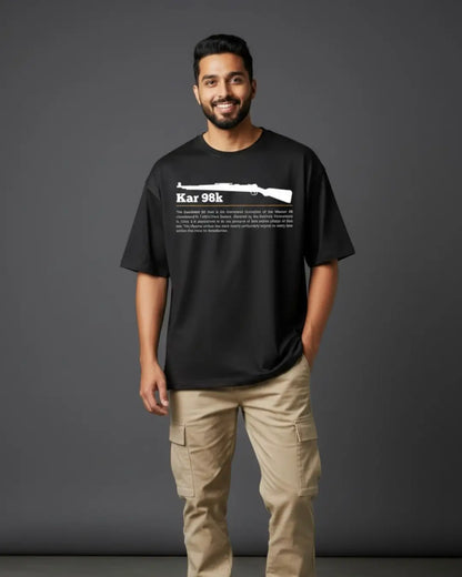 BGMI Kar98k Oversized T-Shirt – Classic Sniper Legend | 240 GSM Heavyweight Gamer Tee - Black / XS / 180GSM - Valorant