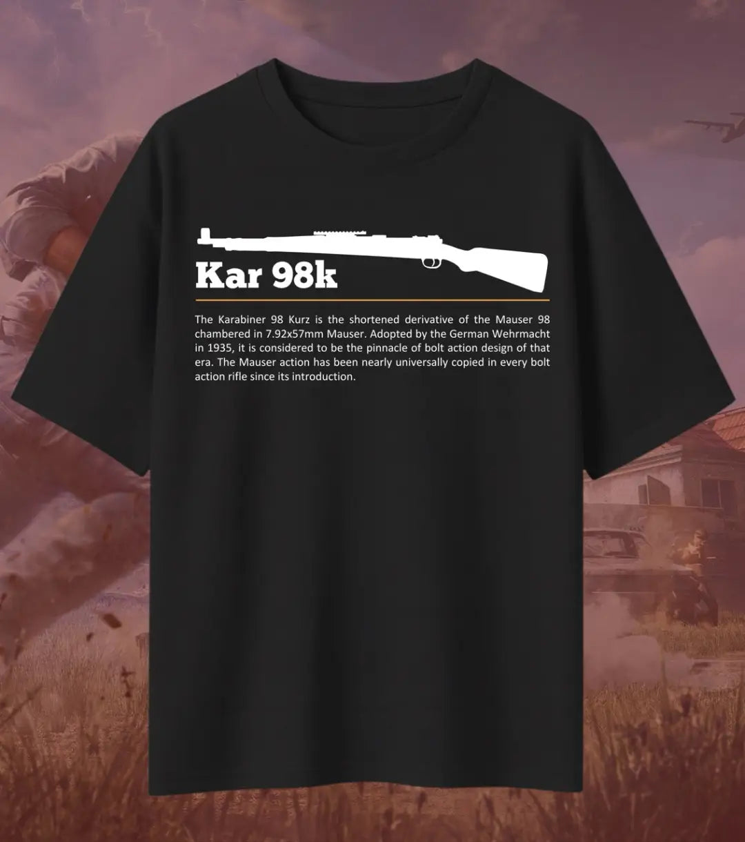 BGMI Kar98k Oversized T-Shirt – Classic Sniper Legend | 240 GSM Heavyweight Gamer Tee - Valorant