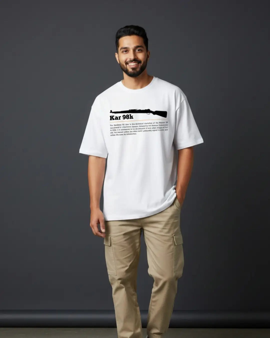 BGMI Kar98k Oversized T-Shirt – Classic Sniper Legend | 240 GSM Heavyweight Gamer Tee - White / XS / 180GSM - Valorant