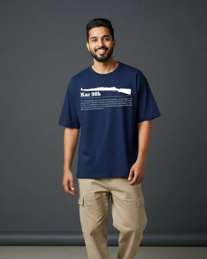 BGMI Kar98k Oversized T-Shirt – Classic Sniper Legend | 240 GSM Heavyweight Gamer Tee - Navy / XS / 180GSM - Valorant