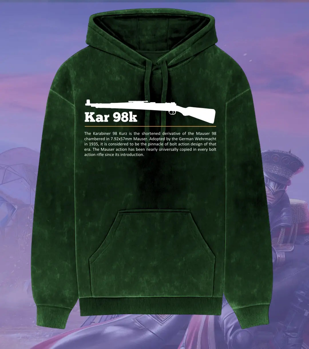 BGMI Kar98k Stealth Sniper Hoodie – Acid Wash | 300 GSM Heavyweight Fleece - Bottle Green / S - BGMI/PUBG