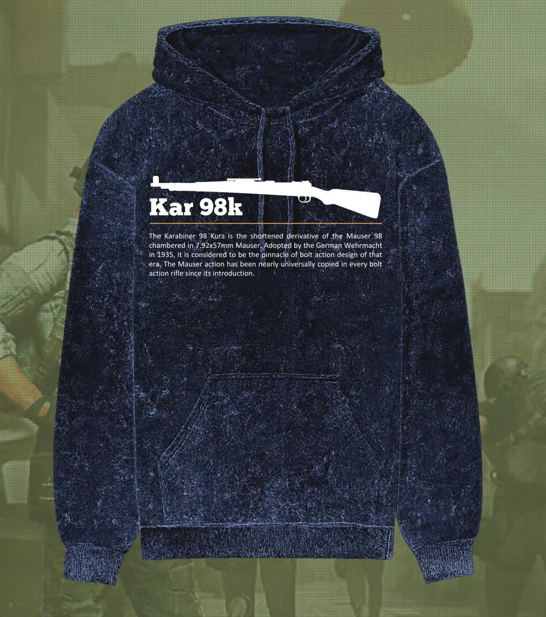 BGMI Kar98k Stealth Sniper Hoodie – Acid Wash | 300 GSM Heavyweight Fleece - Navy / S - BGMI/PUBG