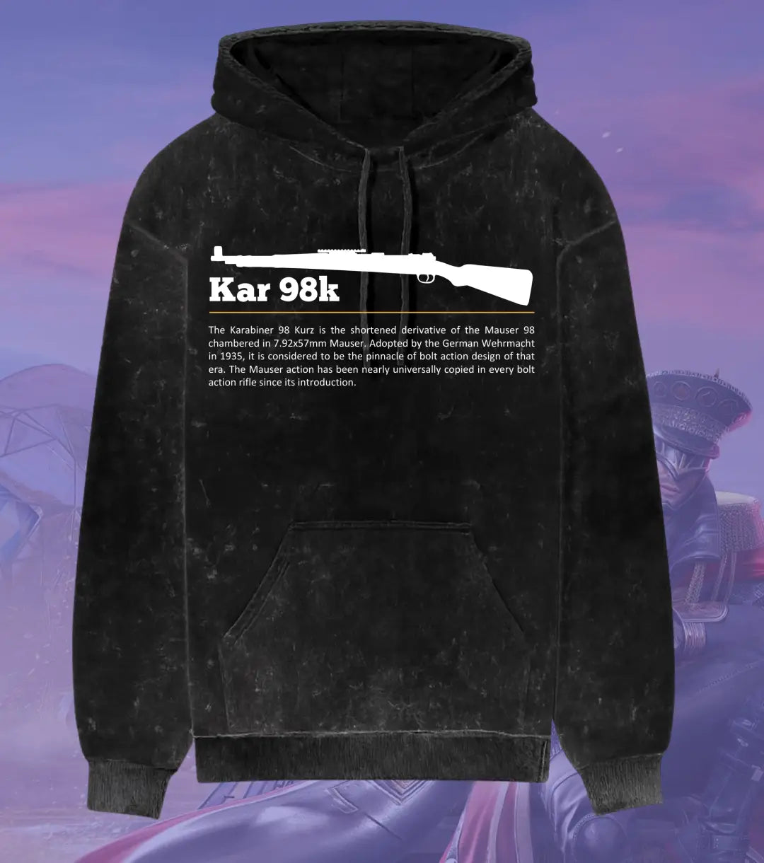 BGMI Kar98k Stealth Sniper Hoodie – Acid Wash | 300 GSM Heavyweight Fleece - Black / S - BGMI/PUBG
