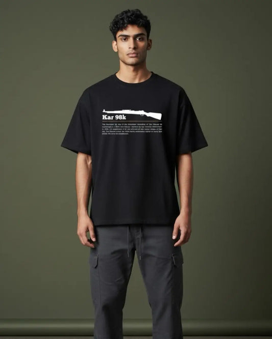 BGMI Kar98k T-Shirt | PUBG Bolt-Action Sniper Tee - Black / S - BGMI/PUBG