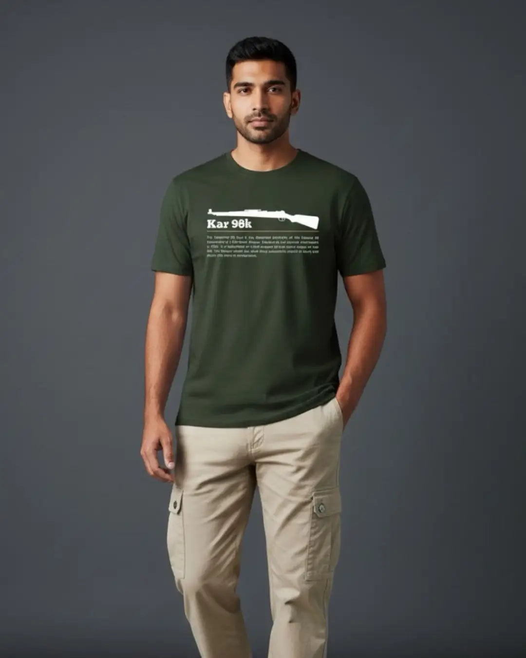BGMI Kar98k T-Shirt | PUBG Bolt-Action Sniper Tee - Bottle Green / S - BGMI/PUBG