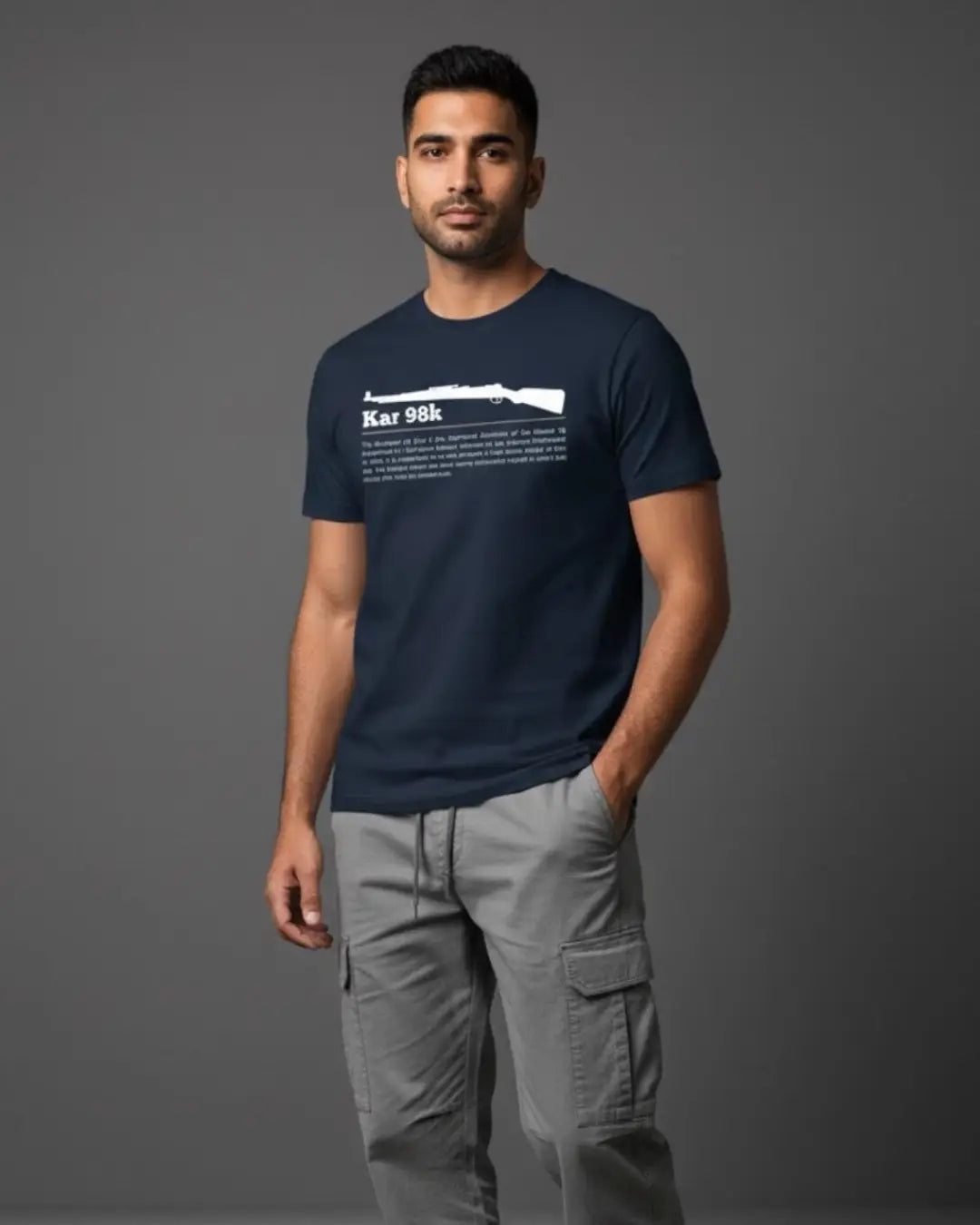 BGMI Kar98k T-Shirt | PUBG Bolt-Action Sniper Tee - Navy / S - BGMI/PUBG