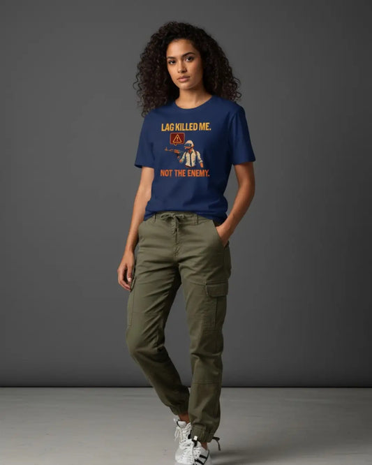 BGMI Lag Killed Me Oversized T-Shirt – Gamer Meme Tee | 240 GSM Heavyweight Gamer Tee - Navy / XS / 180GSM - Valorant