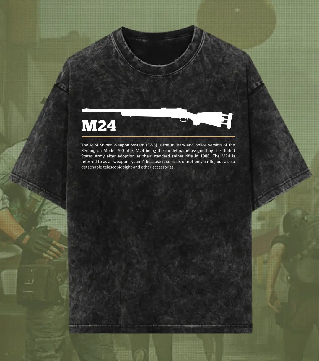 BGMI M24 – Elite Sniper Acid Wash Oversized T-Shirt | 240 GSM Heavyweight Tee - BGMI/PUBG