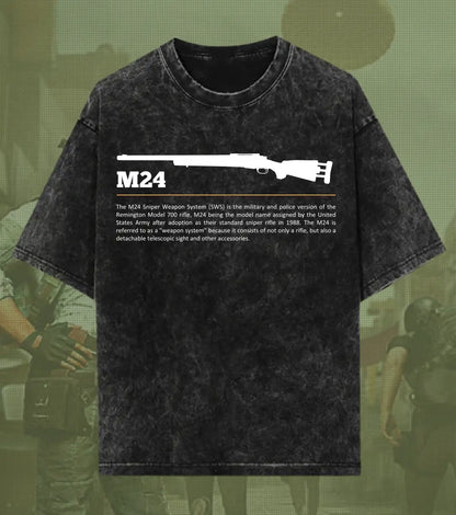 BGMI M24 – Elite Sniper Acid Wash Oversized T-Shirt | 240 GSM Heavyweight Tee - BGMI/PUBG