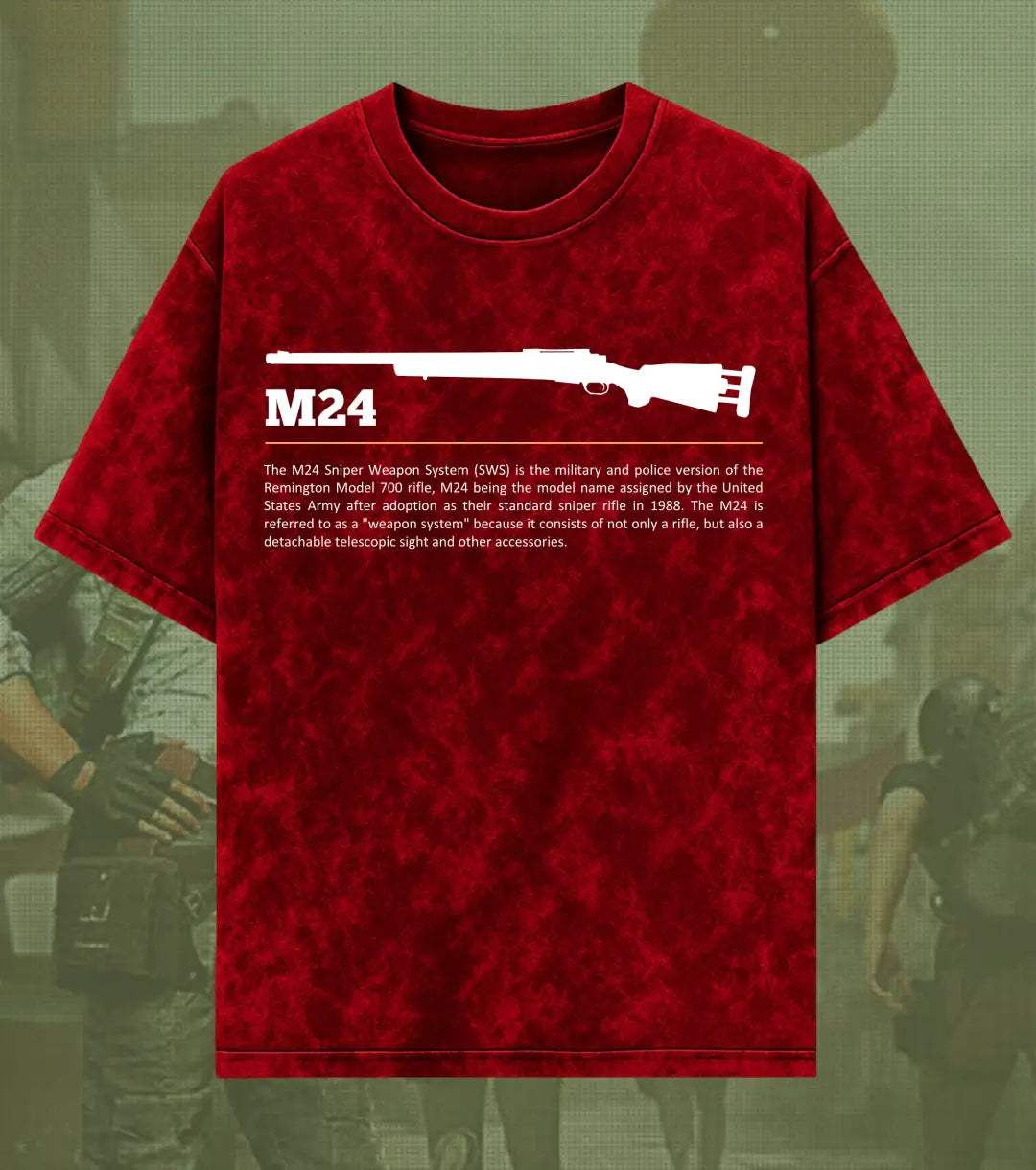 BGMI M24 – Elite Sniper Acid Wash Oversized T-Shirt | 240 GSM Heavyweight Tee - BGMI/PUBG