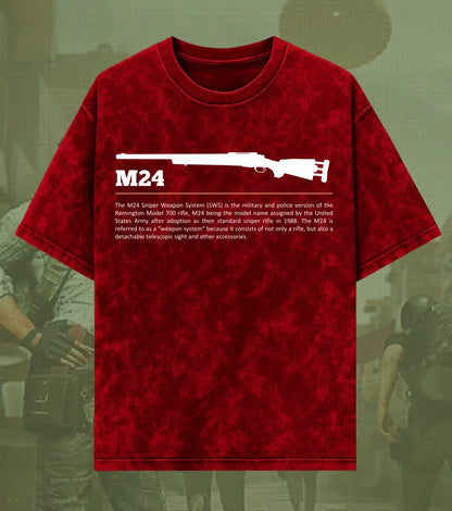 BGMI M24 – Elite Sniper Acid Wash Oversized T-Shirt | 240 GSM Heavyweight Tee - BGMI/PUBG