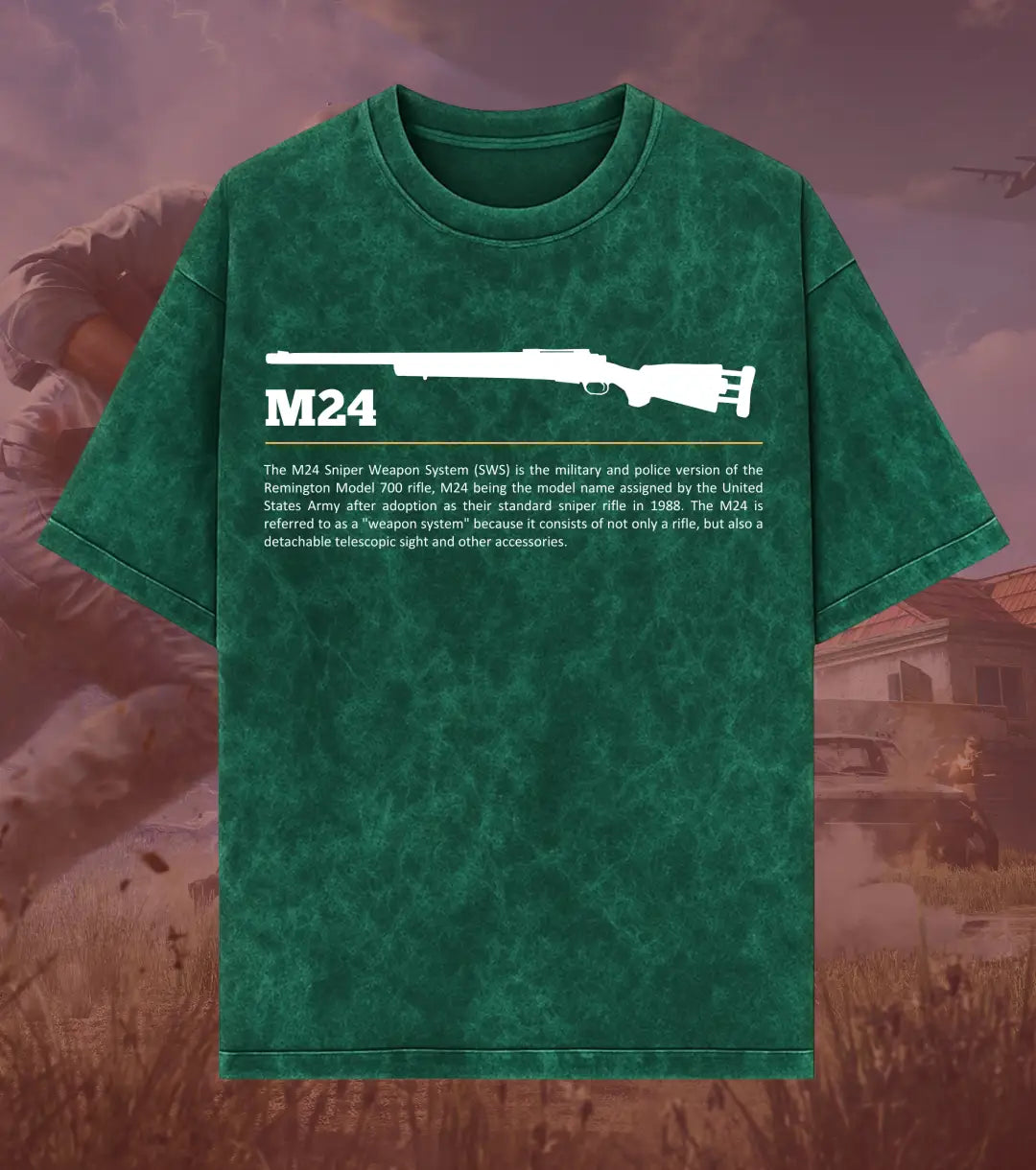 BGMI M24 – Elite Sniper Acid Wash Oversized T-Shirt | 240 GSM Heavyweight Tee - BGMI/PUBG