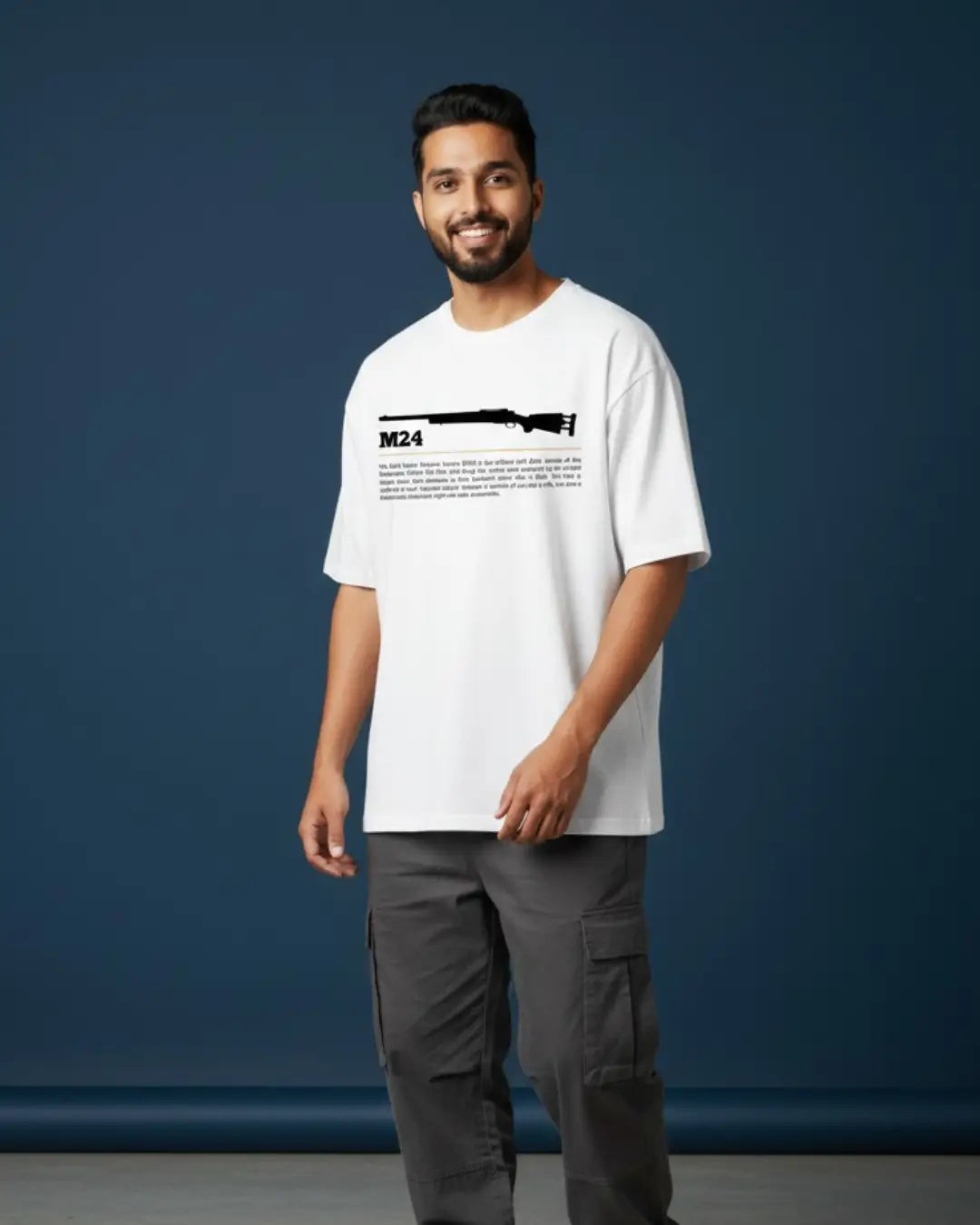 BGMI M24 Oversized T-Shirt – Clean Bolt-Action Aim | 240 GSM Heavyweight Gamer Tee - White / XS / 180GSM - Valorant