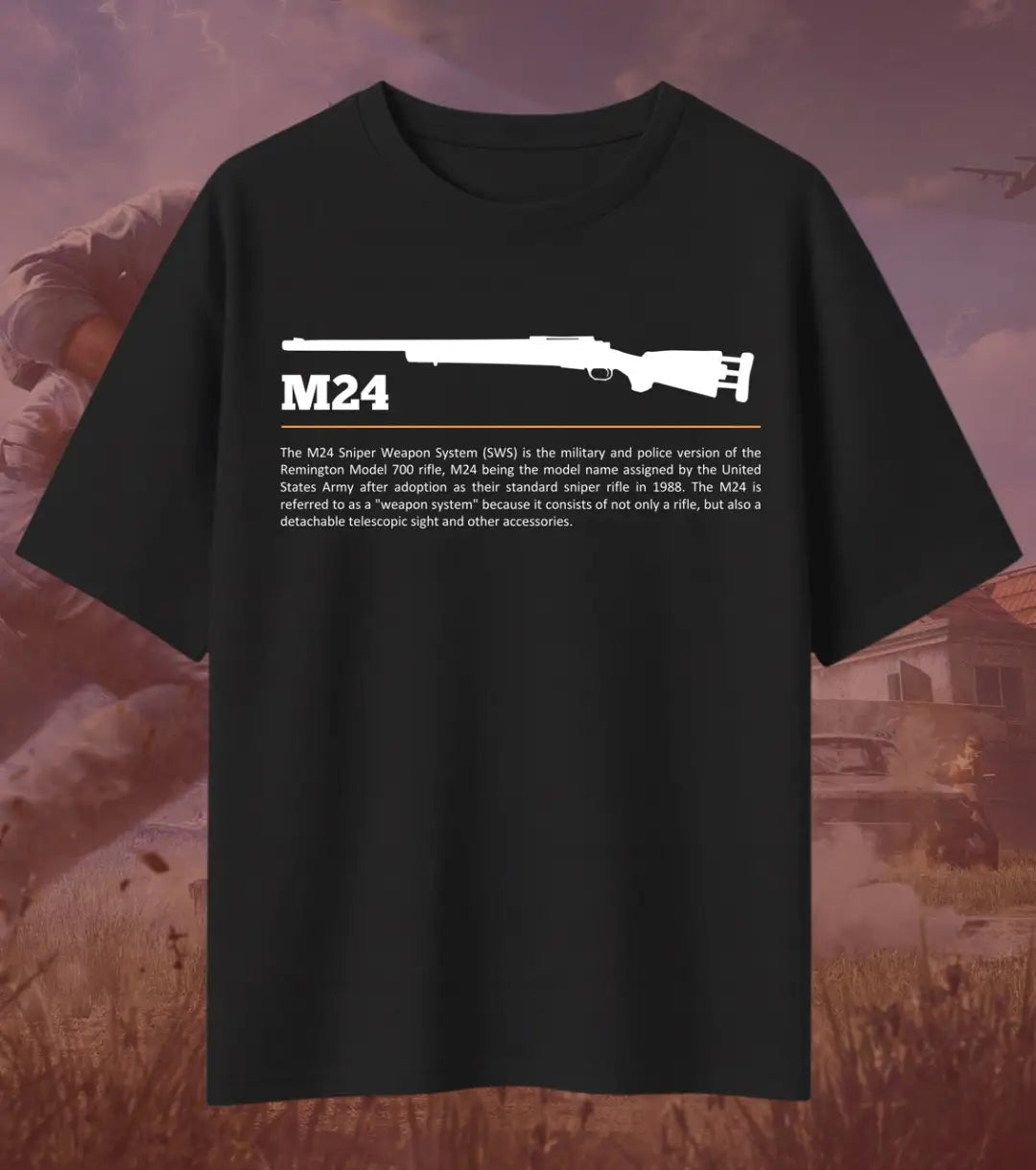 BGMI M24 Oversized T-Shirt – Clean Bolt-Action Aim | 240 GSM Heavyweight Gamer Tee - Valorant
