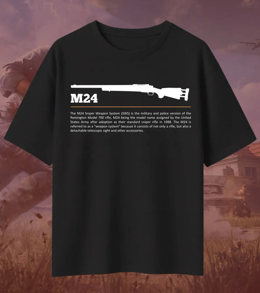 BGMI M24 Oversized T-Shirt – Clean Bolt-Action Aim | 240 GSM Heavyweight Gamer Tee - Valorant