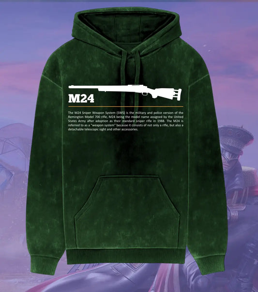 BGMI M24 Stealth Sniper Hoodie – Acid Wash | 300 GSM Heavyweight Fleece - Bottle Green / S - BGMI/PUBG