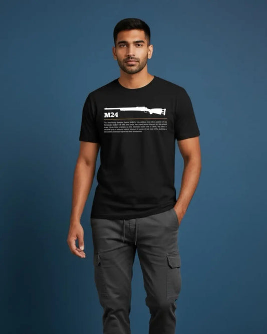 BGMI M24 T-Shirt | PUBG Sniper Rifle Graphic Tee - Black / S - BGMI/PUBG