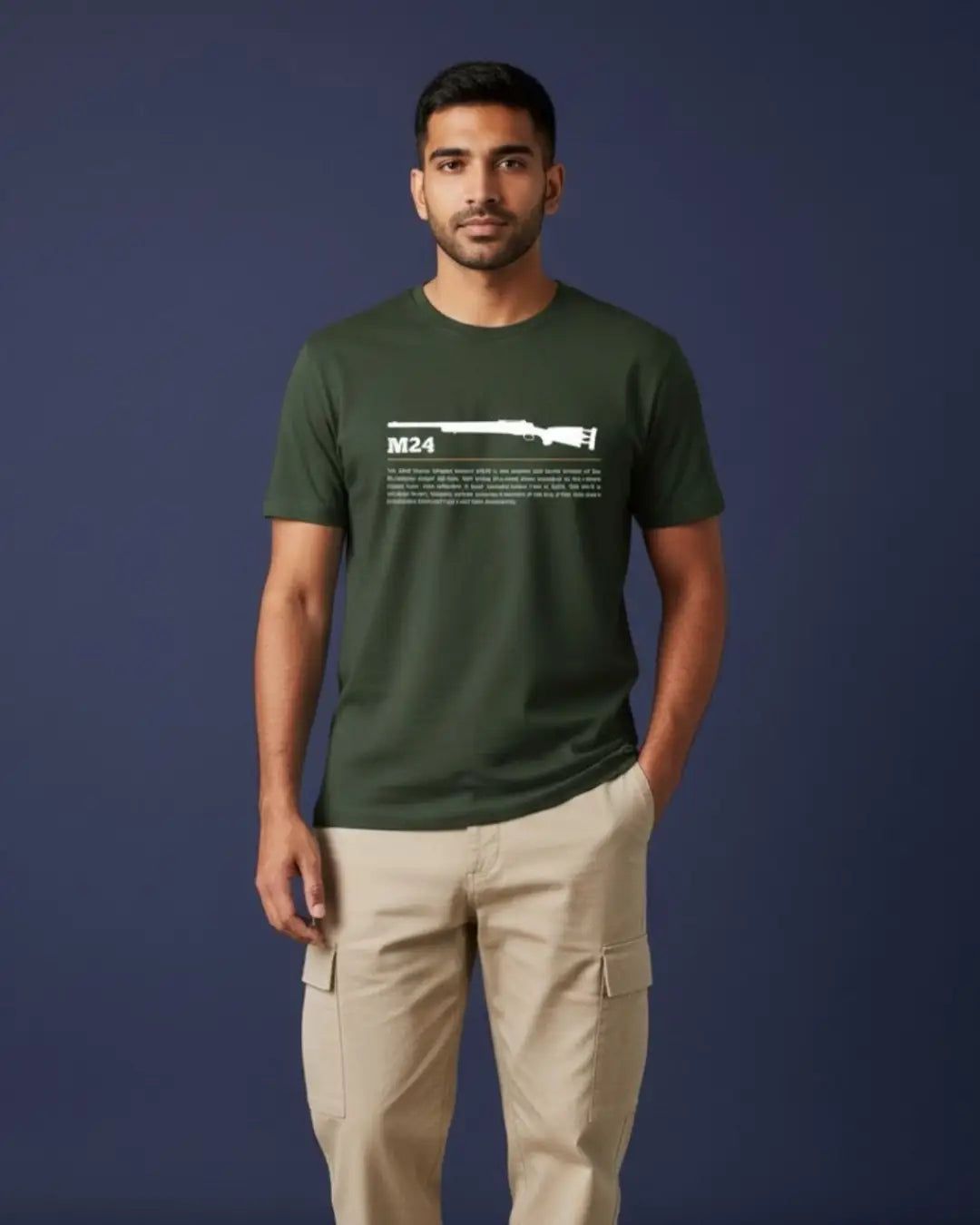 BGMI M24 T-Shirt | PUBG Sniper Rifle Graphic Tee - Bottle Green / S - BGMI/PUBG