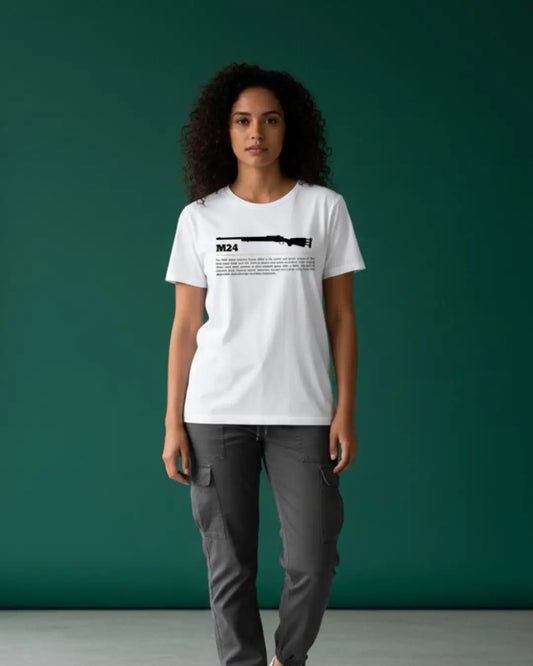 BGMI M24 T-Shirt | PUBG Sniper Rifle Graphic Tee - White / S - BGMI/PUBG