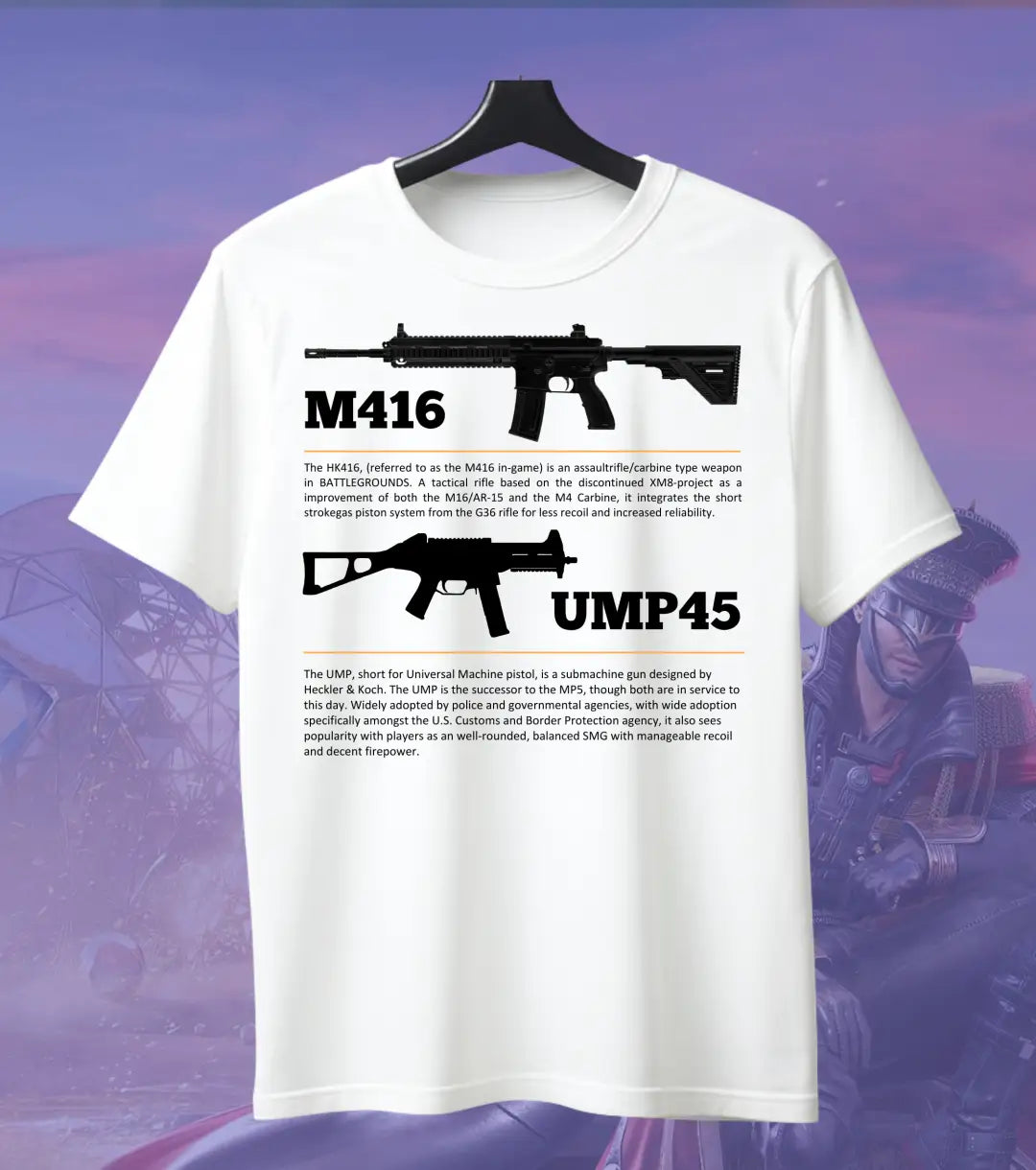 BGMI M4 Combo T-Shirt | PUBG Battle Royale Weapon Tee - S / White / UMP45 - BGMI/PUBG