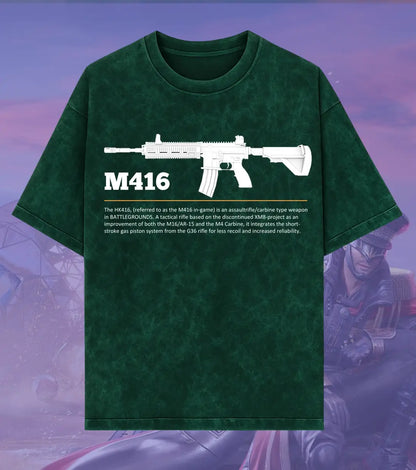 BGMI M416 Graphic Acid Wash Oversized T-Shirt | Premium 240 GSM Heavyweight Tee - BGMI/PUBG