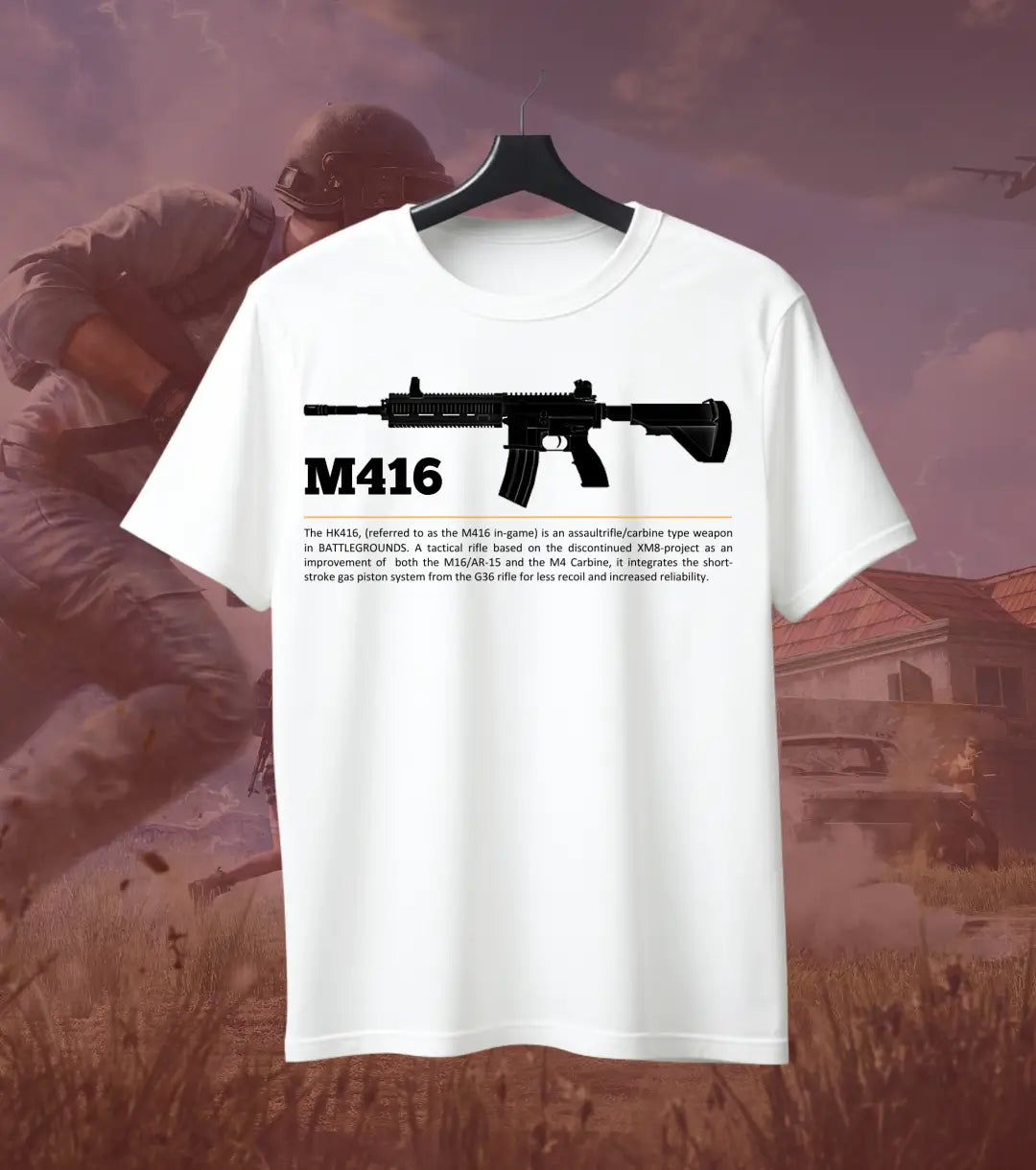 BGMI M416 T-Shirt | PUBG Tactical Assault Rifle Tee - BGMI/PUBG