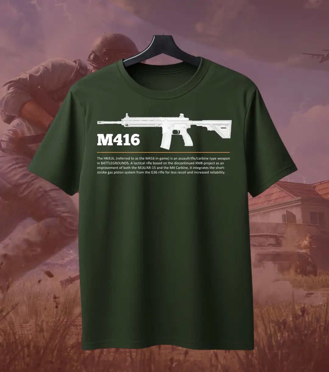 BGMI M416 T-Shirt | PUBG Tactical Assault Rifle Tee - BGMI/PUBG