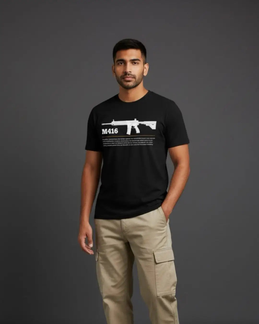 BGMI M416 T-Shirt | PUBG Tactical Assault Rifle Tee - S / Black - BGMI/PUBG