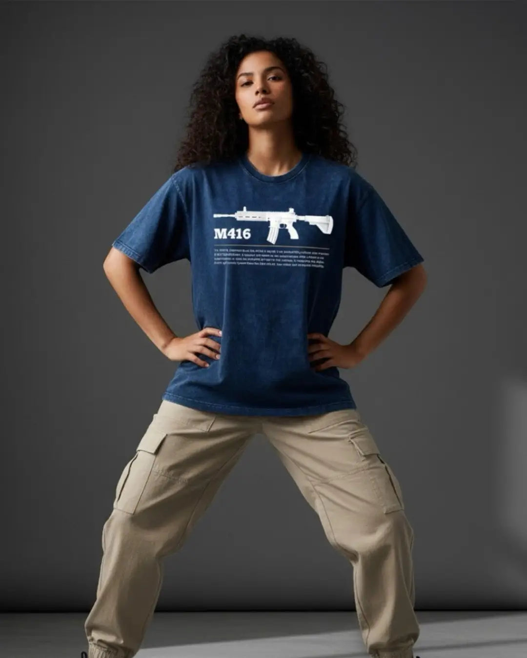 BGMI M416 T-Shirt | PUBG Tactical Assault Rifle Tee - S / Navy - BGMI/PUBG