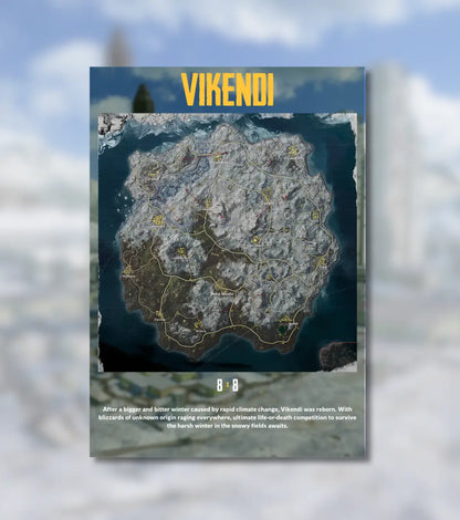 BGMI Map Wall Art Set – Erangel Miramar Sanhok & Vikendi | 300 GSM Matte Poster - BGMI/PUBG