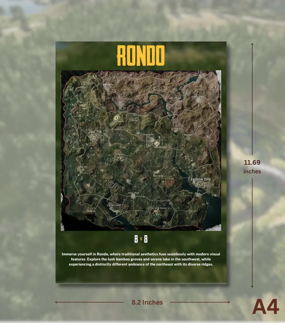 BGMI Map Wall Art Set – Erangel Miramar Sanhok & Vikendi | 300 GSM Matte Poster - Rondo / A4 / Unframed - BGMI/PUBG