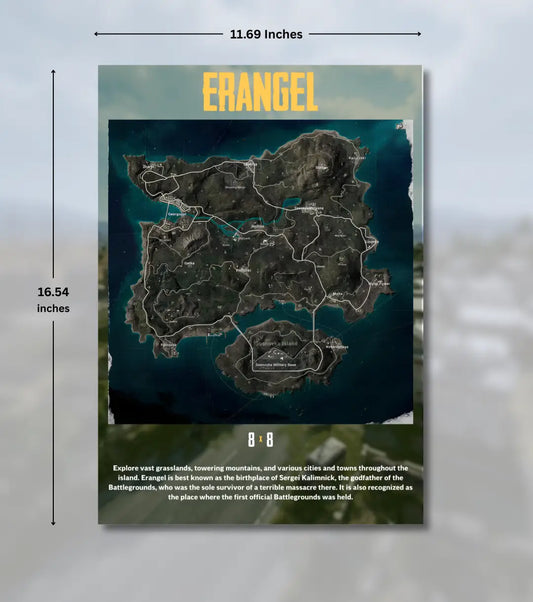 BGMI Map Wall Art Set – Erangel Miramar Sanhok & Vikendi | 300 GSM Matte Poster - BGMI/PUBG