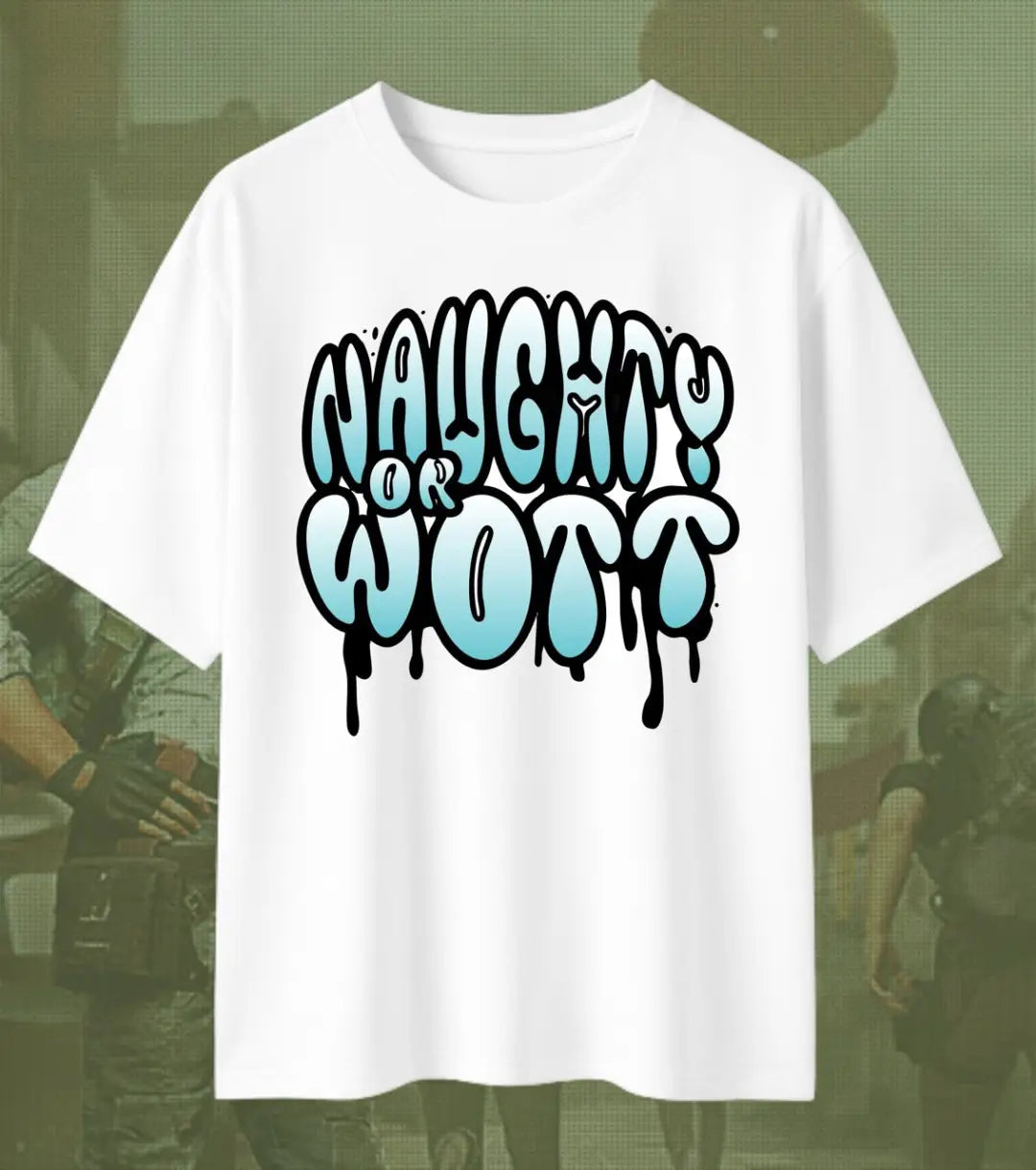 BGMI Naughty Or Wott Oversized T-Shirt – OG Meme Streetwear | 240 GSM Heavyweight Gamer Tee - Valorant
