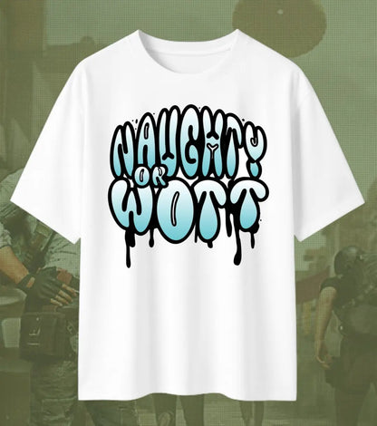 BGMI Naughty Or Wott Oversized T-Shirt – OG Meme Streetwear | 240 GSM Heavyweight Gamer Tee - Valorant
